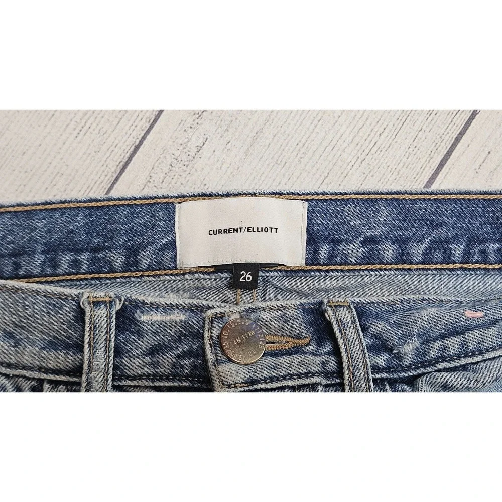 Current‎ Elliott Yours Mine Jeans Womens 26 Blue Straight Leg High Rise Denim